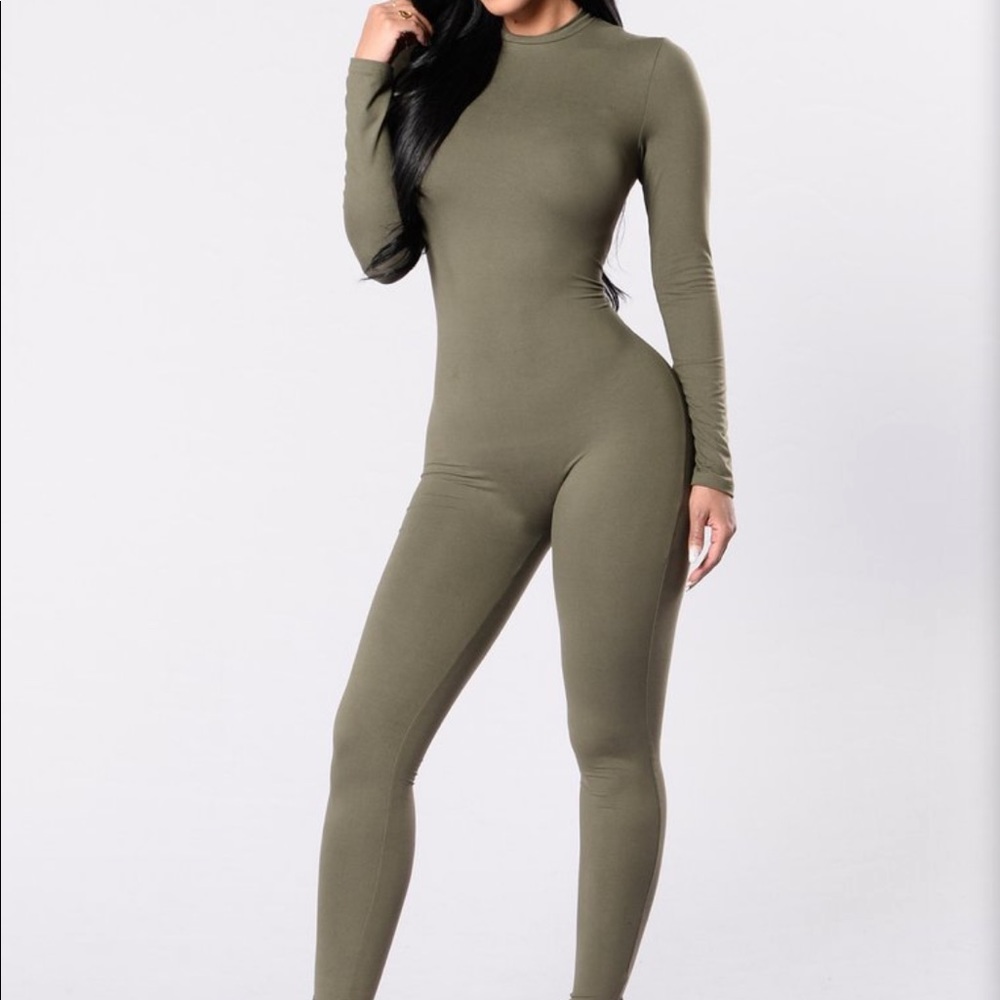 Frisky Feline Jumpsuit - Olive
